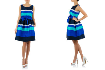 Fashion concept with woman clothing on white