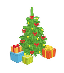 christmas tree with gift boxes - vector