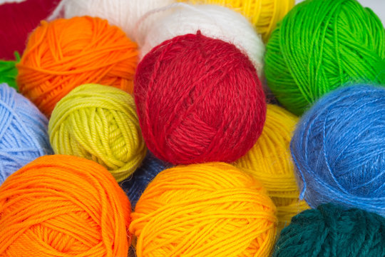 colorful balls of wool yarn