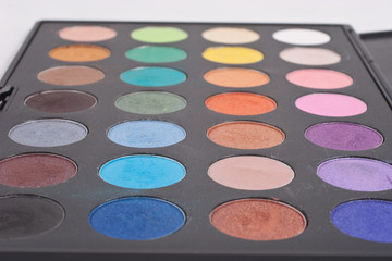 Multi coloured makeup palette, shallow DOF