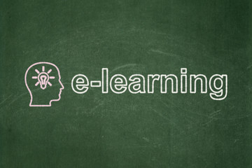 Fototapeta premium Education concept: Head With Light Bulb and E-learning