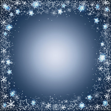 gentle christmas frame from stars and snowflakes