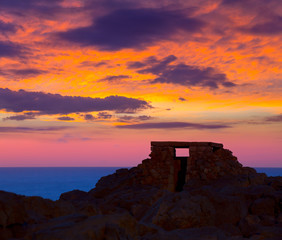 Obraz premium Ciutadella Menorca at Punta Nati sunset in Balearic