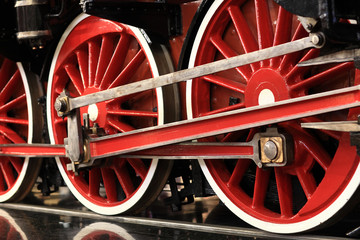 Fototapeta na wymiar Red train wheels