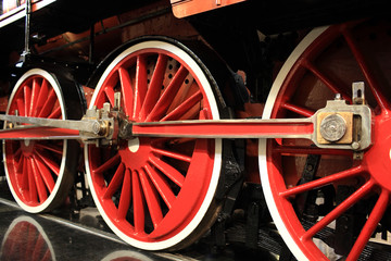 Wheels of train locomotive