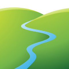 Fototapeta premium Green Hills and Blue River