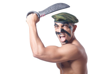 Soldier isolated on the white background