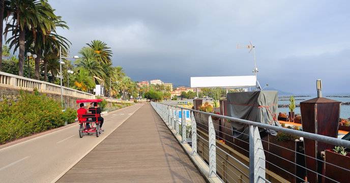 the seafront in Sanremo, Italy