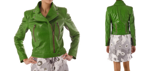 Fashion concept with woman clothing on white