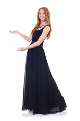 Naklejka premium Woman model in fashion concept on white