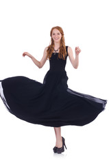 Naklejka premium Woman model in fashion concept on white