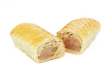 Sausage roll savory isolated on white background