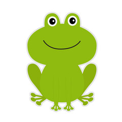 Cute green cartoon frog.