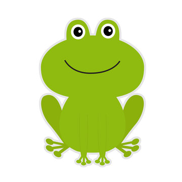 Cute green cartoon frog.