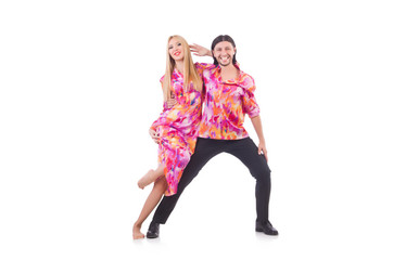 Pair dancing isolated on the white
