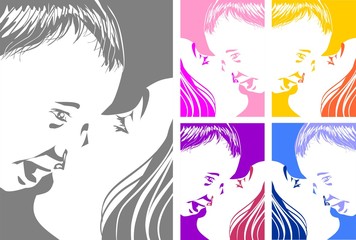 Mother kissing her baby - set