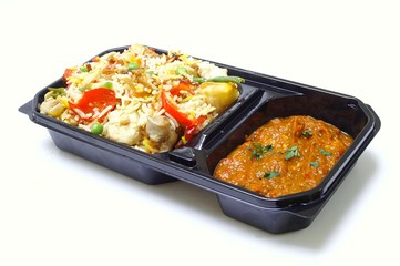 retail biryani curry in retail tray