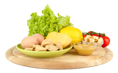 Ingredients for cooking kebab, isolated on white