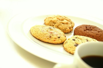 cookie selection isolated on white background with coffee