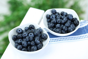 Blueberries in plates