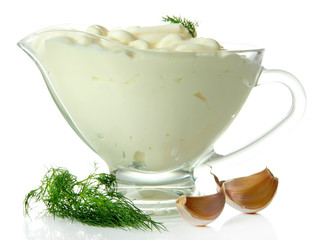 Sour cream isolated on white