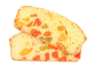 Biscotti with candied fruits, isolated on white