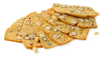 Biscotti with  nuts, isolated on white