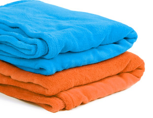 Orange and blue plaids isolated on white