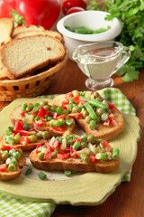 Sandwiches with vegetables and greens