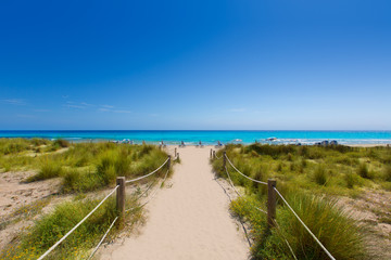 Fototapeta na wymiar Alaior Cala Son Bou in Menorca turquoise beach at Balearic