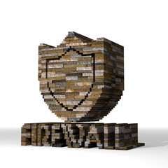 3d graphic of a solid firewall sign  built out of stones