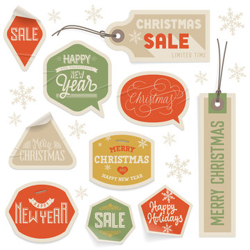Stickers and Labels for Christmas and New Year