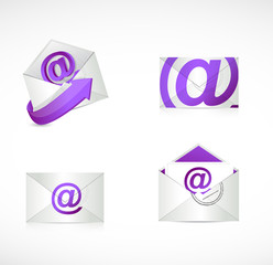 purple email envelopes illustration design