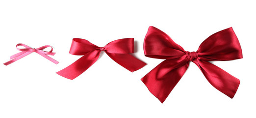 Color gift satin ribbon bows, isolated on white