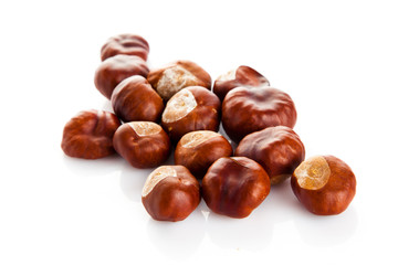 chestnuts isolated on white background