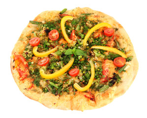 Tasty vegetarian pizza, isolated on white