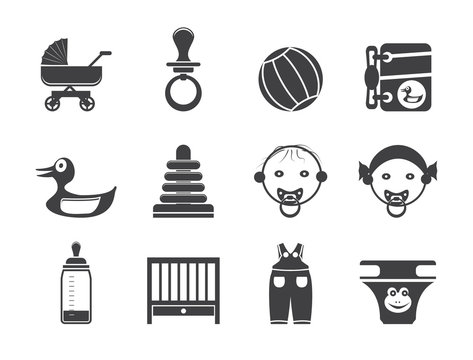 Silhouette Child, Baby and Baby Online Shop Icons