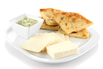 Traditional Turkish breakfast isolated on white