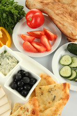 Traditional Turkish breakfast close up