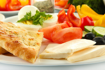 Traditional Turkish breakfast close up