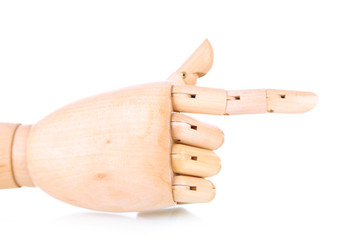 Wooden hand isolated on white