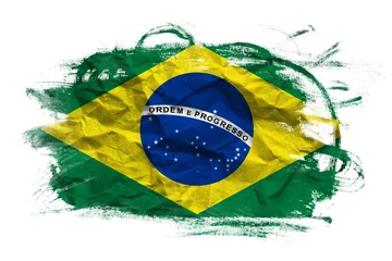 Fotobehang Brasil flag over grunge texture © Bits and Splits