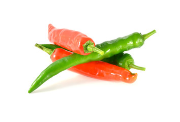 Hot chili peppers isolated on white background