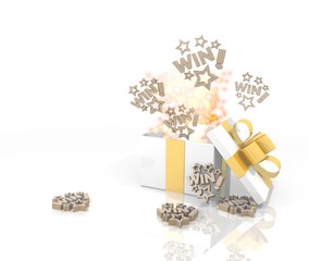 christmas present with win symbol