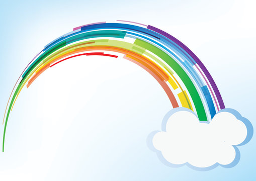 Rainbow with cloud - vector background