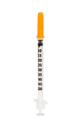 syringe and needle isolated on a white background with detailed