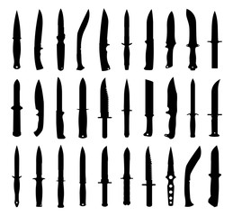 Knife silhouettes set. Isolated on white. Vector EPS10.