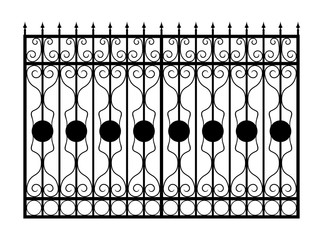 Forged gate with sharp spikes. Isolated on white. Vector EPS10.