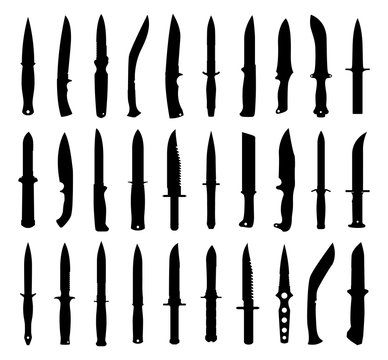 Knife silhouettes set. Isolated on white. Vector EPS10.