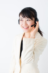 young asian businesswoman on white background